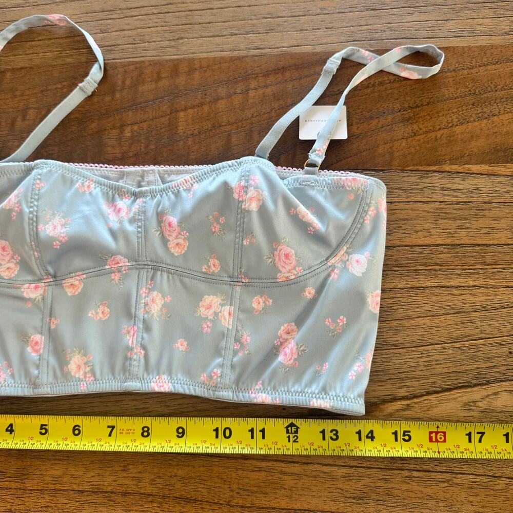 LyreBird (Anthropologie) Silky Printed Longline Satin Bra Top - Size M - Picture 8 of 10